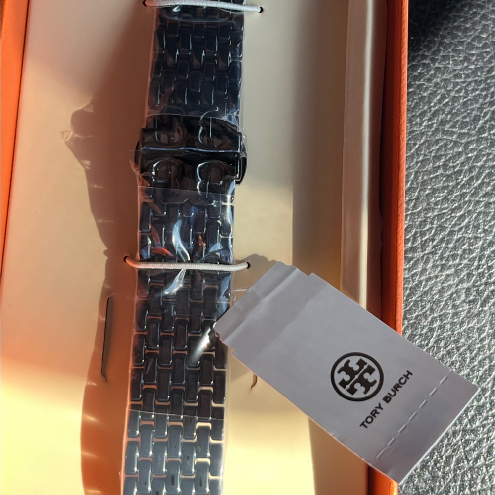 🖤 Tory Burch Eleanor Black Stainless Steel Watch Band for Apple Watch Bracelet - Picture 10 of 13